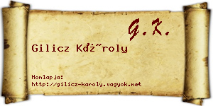 Gilicz Károly névjegykártya